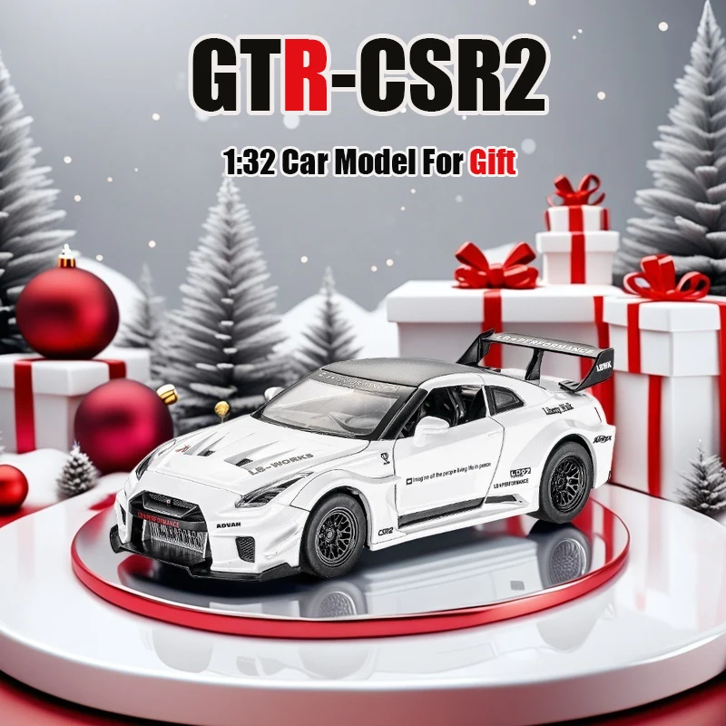 1:32 시뮬레이션 GTR CSR2 소형 자동차 모델 금속 다이캐스트 및 장난감 차량 합금 장식 교육 장난감 어린이 소년 장난감 선물