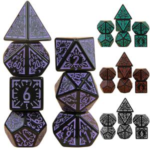 DND 조각 패턴 주사위 7Pcs RPG 다면체 주사위 선물 엔터테인먼트 액세서리로 보드 게임에 대 한 설정