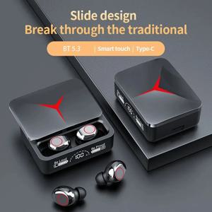 M90 TWS Bluetooth 5.3 이어폰 무선 헤드폰 터치 컨트롤 게임용 헤드셋 HIFI 스테레오 사운드 마이크가있는 소음 감소