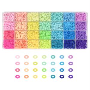4200pcs 팔찌 만들기 키트에 대 한 클레이 비즈 28 색 플랫 라운드 폴리머 클레이 스페이서 Heishi 비즈 보석 만들기, 여자에 대 한