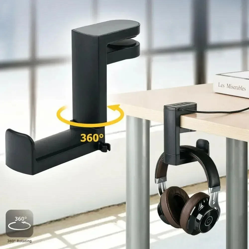 360 °   회전 헤드폰 스탠드 데스크탑 헤드셋 홀더 PC 게임용 헤드셋 이어폰 컨트롤러 용 데스크 행거 후크
