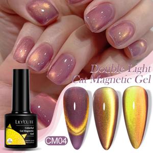 LILYCUTE 7ML 더블 라이트 고양이 마그네틱 젤 폴란드어 9D 반사 스파클링 글리터 레인보우 세미 퍼머넌트 네일 아트 젤 담그기