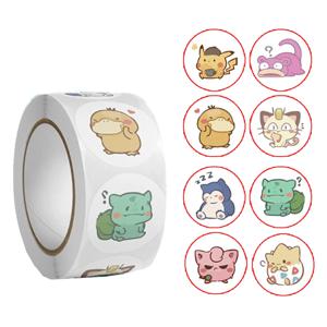 500pcs/Roll 만화 Pokemones 스티커 Kawaii Anime Eevee Diy Pvc 노트북 데칼 장식 Stiker 어린이 보상 장난감 소녀 선물