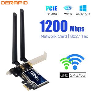 1200Mbps 무선 PCI-e 어댑터 802.11ac Bluetooth 4.0 WiFi Wlan 카드 Win 7 10 11 용 2.4G/5GHz 데스크탑 Wifi PCI Express 어댑터
