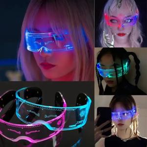 LED 빛나는 선글라스 빈티지 펑크 고글 남성 여성 패션 파티 크리스마스 다채로운 라이트 업 안경 음영 UV400
