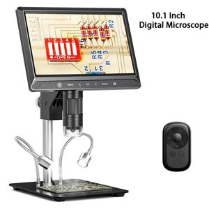RIEVBCAU 10.1'' HDMI 디지털 현미경 2000X 동전 현미경(10개 LED 포함) 전자, PCB, 수리용 20MP 납땜 현미경