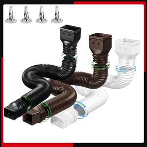 빗물받이 Downspout 확장 3x4in 및 2x3in 커넥터가 포함된 유연한 배수 Downspout 확장기 커넥터 나사 포함