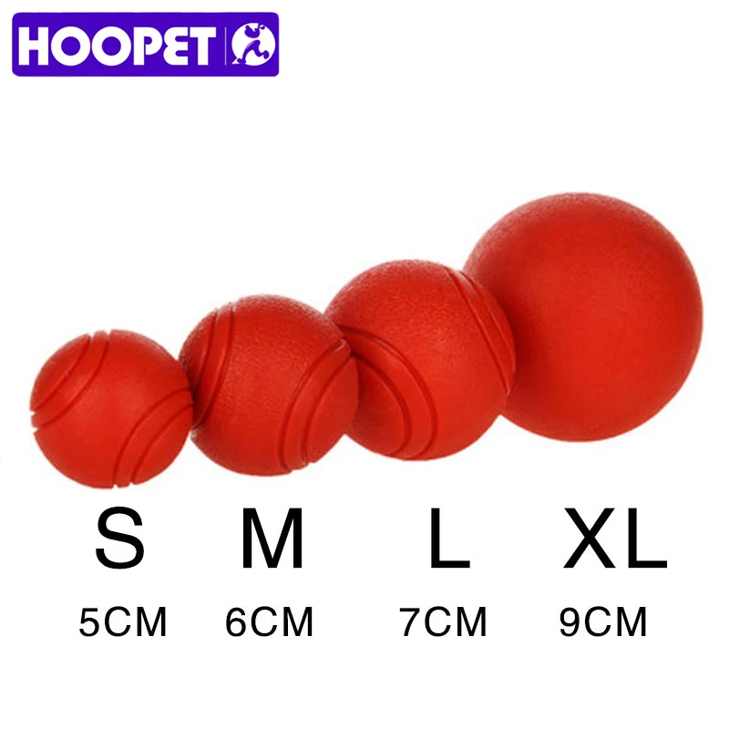 HOOPET 개 장난감 고무 공 개를위한 물린 방지 공 장난감 강아지 테디 핏불 레드 컬러 솔리드 볼 S-XL 애완 동물 용품