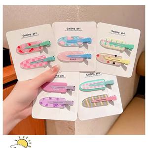 4/6/8/10pcs 캔디 컬러 과일 헤어 뱅 클립 여름 머리핀 주름 없음 아크릴 자용 헤어 사이드 클램프 소녀 헤어 액세서리
