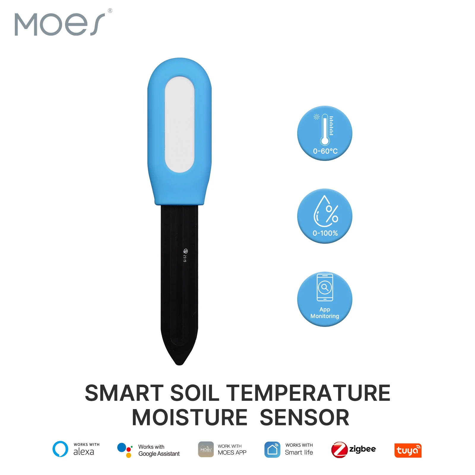 MOES 스마트 ZigBee 토양 온도 측정기 수분 습도 센서 식물 모니터 감지기 정원 자동화 관개