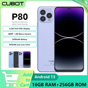 Cubot 글로벌 버전 안드로이드 스마트폰 P80, 안드로이드 13 휴대폰, 8GB RAM, 256GB/512GB ROM, NFC, 6.583 인치 대형 화면, 48MP 카메라