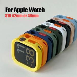 Apple Watch 용 범퍼 소프트 실리콘 케이스 10 9 8 7 6 SE 5 iwatch 용 안티 드롭 매트 커버 49mm 41mm 42mm 46mm 40mm 44mm 45 mm