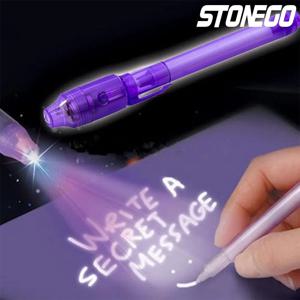 STONEGO 빛나는 빛 보이지 않는 펜 매직 UV 라이트 펜 비밀 학습 매직 펜 어린이를위한 파티 호의 아이디어 선물 참신 장난감