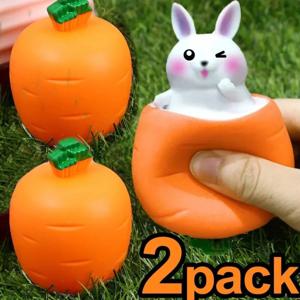 2pcs Squishy 당근 토끼 짜기 텔레스코픽 장난감 어린이 어린이 무 토끼 컵 핀치 음악 장난감 크리 에이 티브 스트레스 릴리프 선물