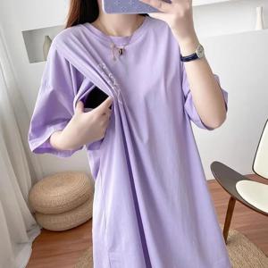 임산부 반팔 수유 튜닉 상의, 임산부 상의, 편안한 수유 티셔츠, 임산부 의류, 엄마 티