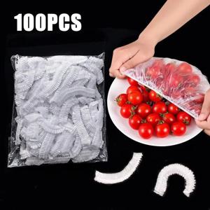 100pcs 일회용 식품 보관 커버 재사용 가능한 탄성 신선한 식품 커버 스트레치 랩 그릇 접시 식품 커버 신선한 유지 가방