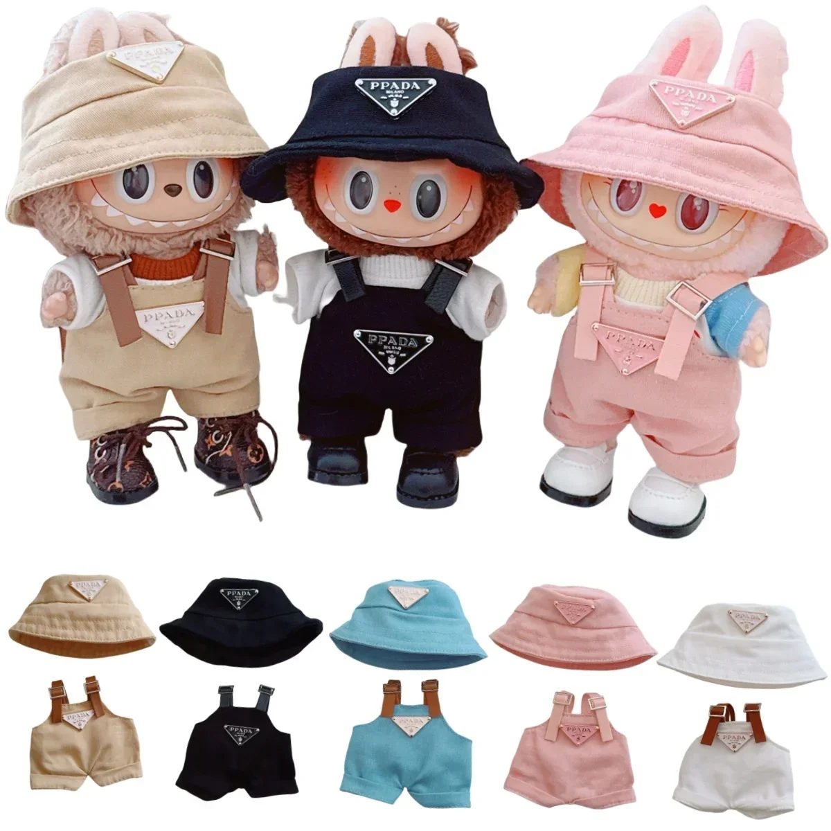 17cm Labubus 미니 인형 옷 복장 모자 옷 신발 Labubu II 인형 액세서리 앉아 파티 게임 장난감을 육성