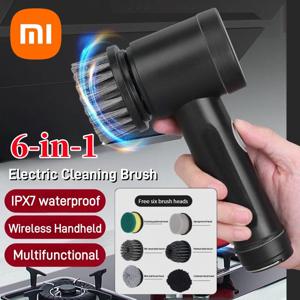 Xiaomi 무선 전기 청소 브러시 ​​고전력 주방 홈 다기능 화장실 6 교체 헤드 휴대용 청소 브러시