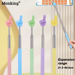 Monking 스테인레스 스틸 교육 포인터 텔레스코픽 막대 손가락 디자인 화이트 보드 교육 스틱 학교 사무실 공급