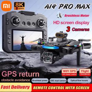 Xiaomi Drone A14Pro max GPS 브러시리스 8K 3 카메라 광학 흐름 장애물 회피 Foldable Quadcopter RC 거리 드론 완구