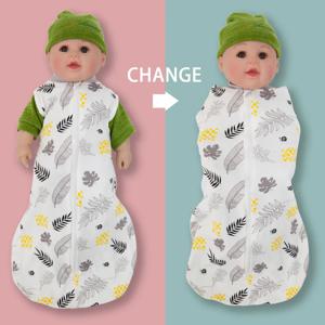 신생아를위한 2in1 다기능 침낭 100% 코튼 귀여운 프린트 아기 담요 부드러운 0-6M Baby Swaddle Sack Aircondition