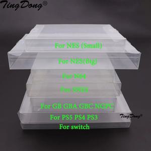 10PCS 투명 투명 게임 카트리지 상자 케이스 CIB 게임 GB GBA GBC NGPC 스위치 PS5 용 N64 NES SNES 용 플라스틱 PET 수호자
