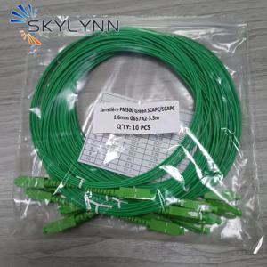 맞춤형 50/100 PCS SC/APC-SC/APC 단일 모드 G657A2 단순 코어 1.6mm 직경 광섬유 패치 코드 녹색 LSZH 재킷 3.5M