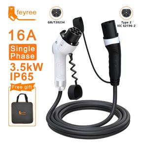 Feyree EV 충전기 GB/T 암차 측면-유형 2 수 플러그, 16A 3.5KW 32A 7KW 충전 케이블, 5m 11KW 22KW, 전기차용 3 상