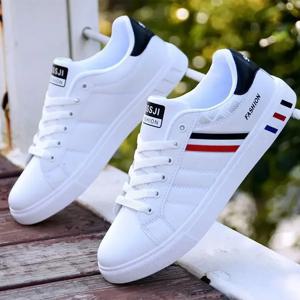 남성 운동화 캐주얼 신발 남성 플랫 Zapatillas Hombre 경량 Pu 가죽 통기성 신발 남성 흰색 스포츠 테니스 신발