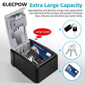 Elecpow 벽 마운트 키 잠금 상자 4 자리 암호 코드 보안 잠금 홈 오피스 키 안전 비밀 저장 상자 주최자에 대한 키 없음