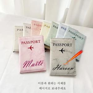 사용자 정의 이름 여권 커버 여행 지갑 여권용 대리석 패튼 케이스 개인 이름이 있는 여권 커버