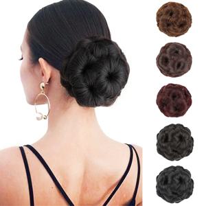빵 머리 조각 가짜 합성 머리 롤빵 확장 머리 Chignon 머릿단 발톱 포니 테일 롤빵 9 꽃 신부 섬유 머리