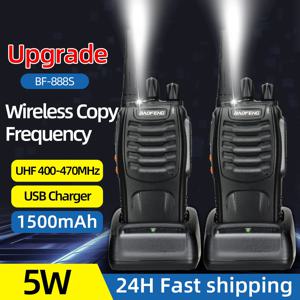 2pcs Baofeng 업그레이드 BF-888S 워키 토키 장거리 무선 복사 주파수 UHF 휴대용 USB 충전기 사냥을위한 햄 라디오