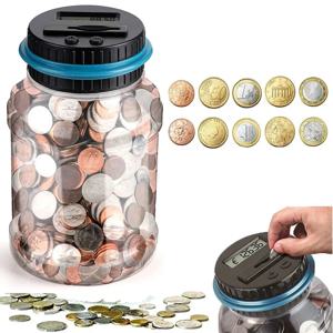 전자 돼지 저금통 카운터 동전 디지털 LCD 계산 동전 돈 절약 상자 항아리 동전 저장 상자 USD 유로 돈 선물