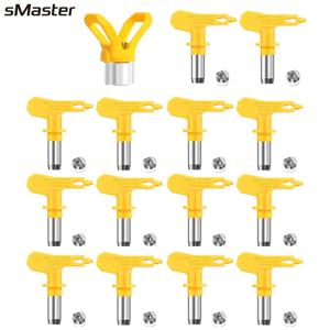 sMaster 3600psi 에어리스 팁 215 217 221 311 315 321 411 페인트 분무기 용 노란색 다중 모델 에어리스 스프레이 건 노즐 팁