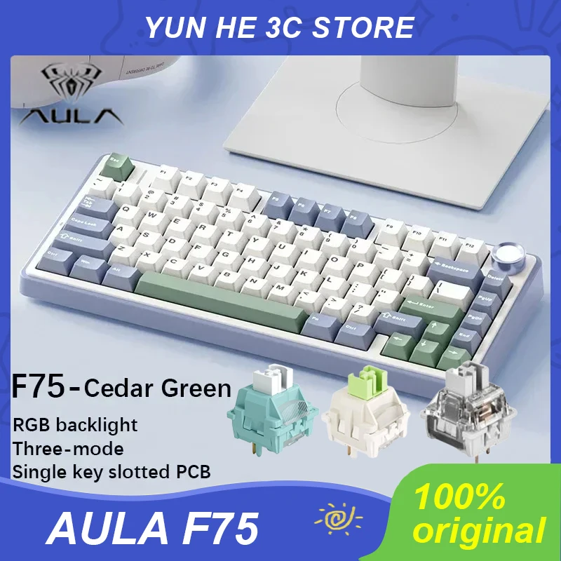 AULA F75 기계식 키보드 2.4G 무선/블루투스/유선 RGB PBT 75% 레이아웃 OEM 프로필 가스켓 맞춤형 Pc 게임용 키보드