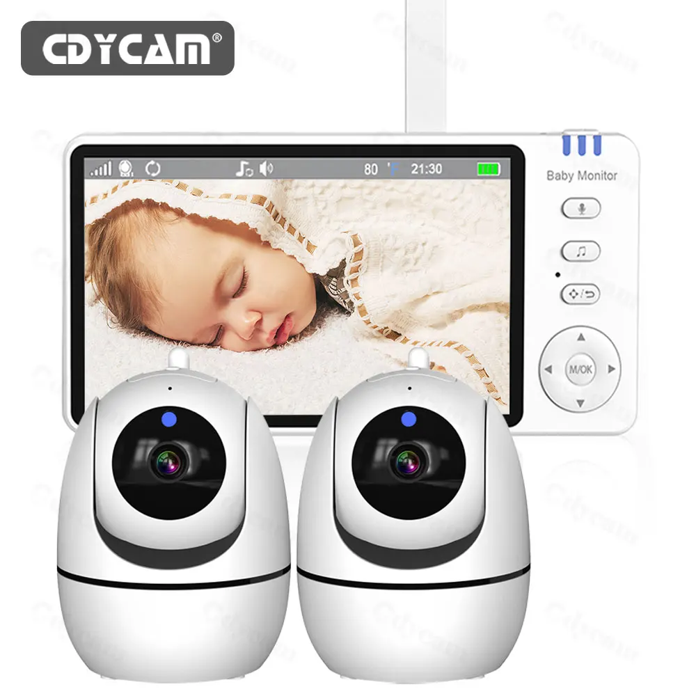 베이비 모니터 팬 틸트 카메라 포함 비디오, 2.4G, 엄마 아이 감시 PTZ 비디오 캠, 온도 디스플레이, 홈 보안 캠, 5 인치