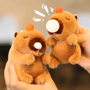 1-20Pcs 침 거품 Capybara 플러시 키 체인 물 기니 돼지 인형 인형 펜던트 학생 배낭 매력 귀여운 자동차 열쇠 고리 매력