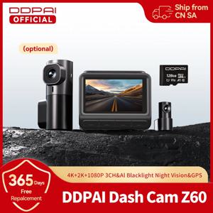 DDPAI Dash Cam Z60 3CH 지원 후면 및 내부 대시 캠(GPS 5GHz WiFi ADAS NightVISion 대시 카메라 24H 주차 모니터 포함)