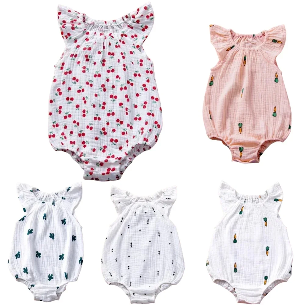 여름 신생아 유아 아기 소녀 Romper 모슬린 코튼 린넨 유아 Romper Playsuit 점프 슈트 패션 아기 의류