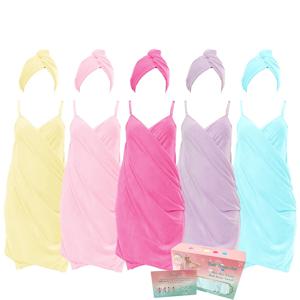 2 Pcs 세트 여성 캐미솔 샤워 드레스 섹시한 등받이 흡수성 웨어러블 목욕 타올 멜빵 Nightdress Dress