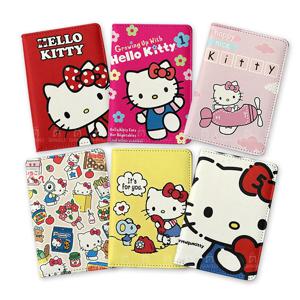 Sanrio 헬로 키티 여권 커버 여성 여행 필수품 PU 가죽 여권 홀더 케이스 소녀 만화 ID 신용 카드 소지자