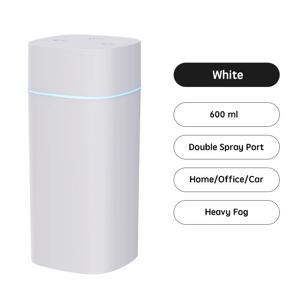 USB 가습기 더블 스프레이 포트 에센셜 오일 600ml 아로마 테라피 Humificador 쿨 미스트 메이커 안개 홈 오피스 정화
