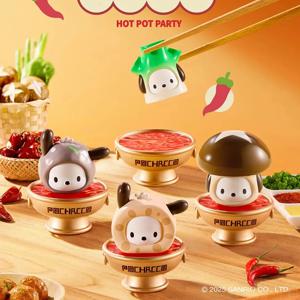 원래 Pochacco 애니메이션 피규어 Hotpot 파티 시리즈 유행 블라인드 박스 귀여운 선물 모델 장식 인형 만화 액션 피규어 장난감