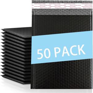 50 Pcs 검정색 배달 패키지 포장 소규모 비즈니스 용품 봉투 배송 패키지 버블 봉투 포장 가방 메일러