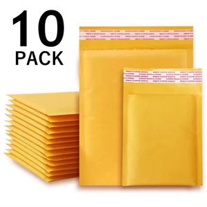 10Pcs 노란색 크래프트 종이 버블 봉투 패딩 메일러 배송 봉투 셀프 인감 배송 포장 가방 택배 보관 가방