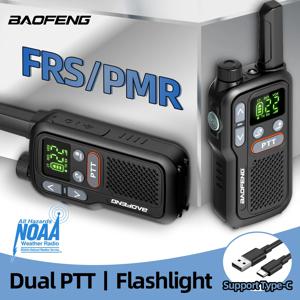 2PCS Baofeng BF-T18 미니 듀얼 PTT 워키 토키 휴대용 PMR 446Mhz FRS 손전등 NOAA 캠핑 양방향 라디오 F22 PMR