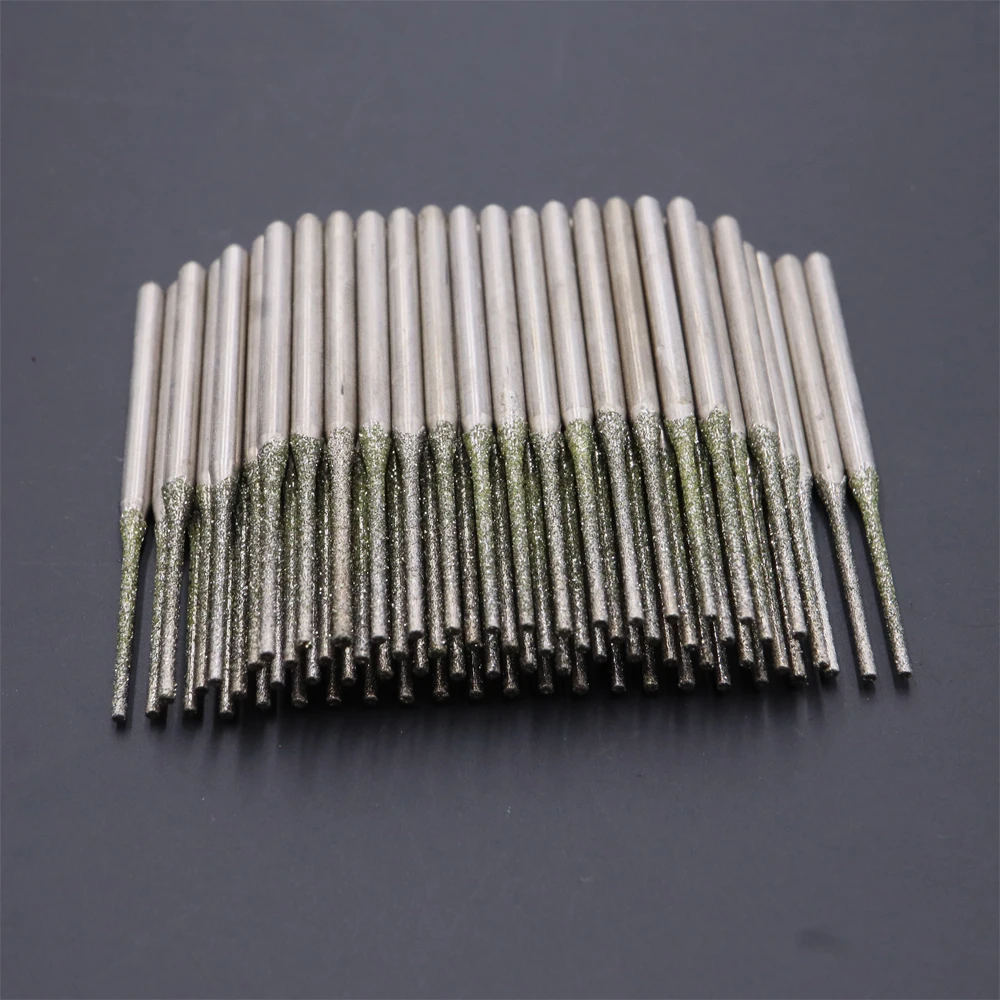 100pcs Ultralong 다이아몬드 그라인딩 비트 생크 2.3mm 드릴링 홀 비트 소형 드릴 0.8mm-2.5mm 스톤 옥 드릴링 비트 드릴