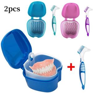 2pcs 치과 리테이너 치열 교정 입 가드 틀니 보관 케이스 상자 치아 브러시 구강 위생 용품 주최자 액세서리