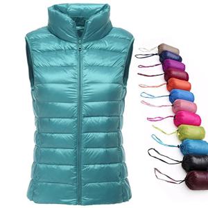 Packable 초경량 민소매 여성 겨울 다운 재킷 흰색 오리 깃털 따뜻한 양복 조끼 여성용 조끼 겉옷 코트